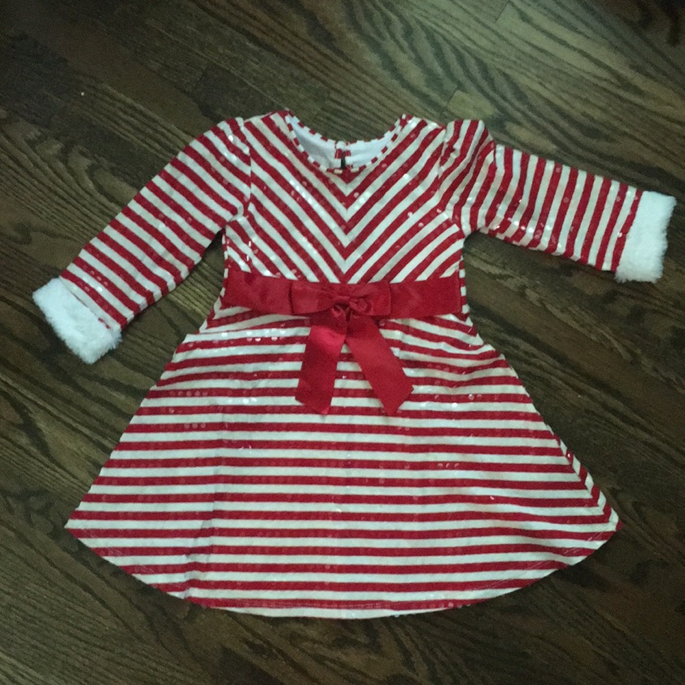 Red and white striped dress